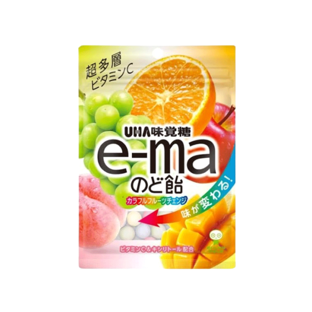 UHA 미각당 e-ma 목캔디 다채로운 과일 체인지 50g